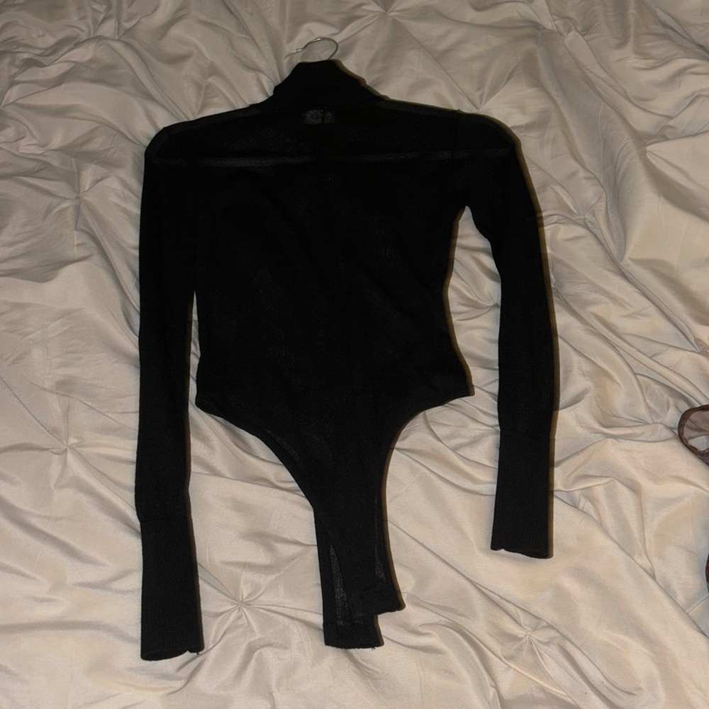 jluxlabel black mesh turtle neck bodysuit